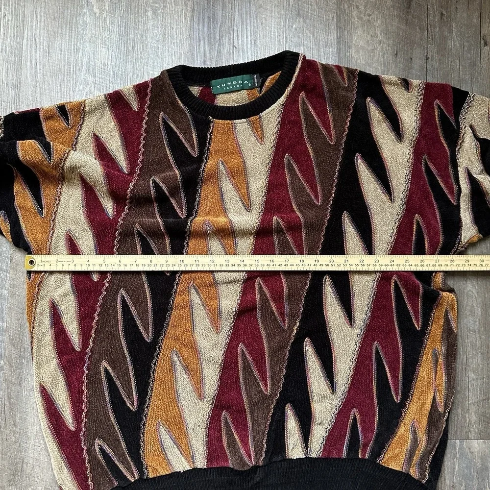 Norm Thompson Tundra Vintage‎ 3D Knit Sweater XXL Abstract Coogi Style